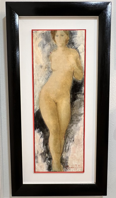 Original Alain Bonnefoit 2002 Large Oil on Board Painting Nude Woman listed Rare