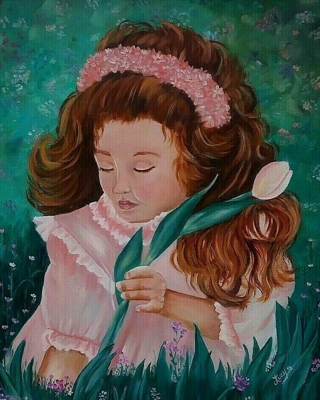 Pretty Red Headed Young Girl, Original Oil Painting. Signed, Framed & Excellent gallery