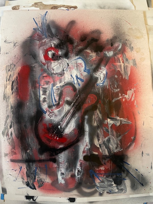 Original Painting 22×28 “Guitar” graffiti street art poster size acrylic spray