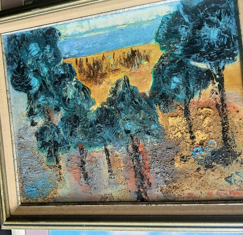 Dorothy Laz Oil Painting, Abstract Landscape With Trees, Contemporary