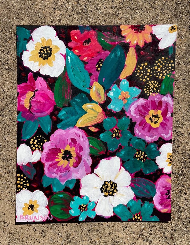Original Acrylic Painting on Art Board 8×10 by Tiffanie Brunson “The Garden”