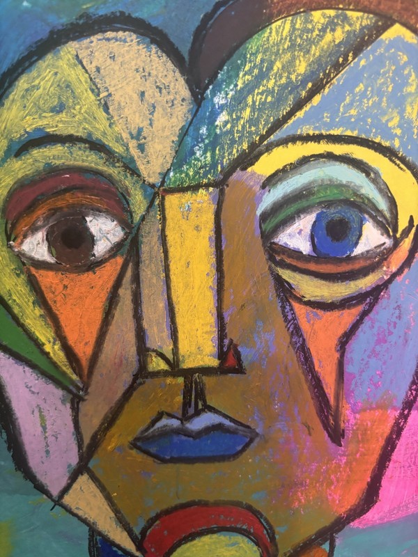 Dual Vision - Original Signed Mixed Media Cubism 9x12 gallery