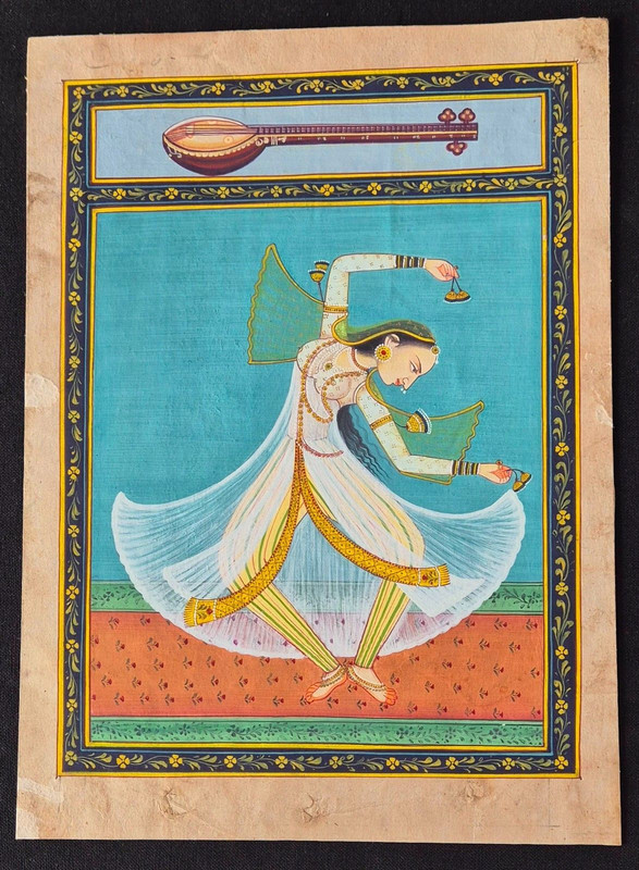 VINTAGE FINE ILLUMINATED HANDMADE PAINTING ON ANTIQUE PAPER.