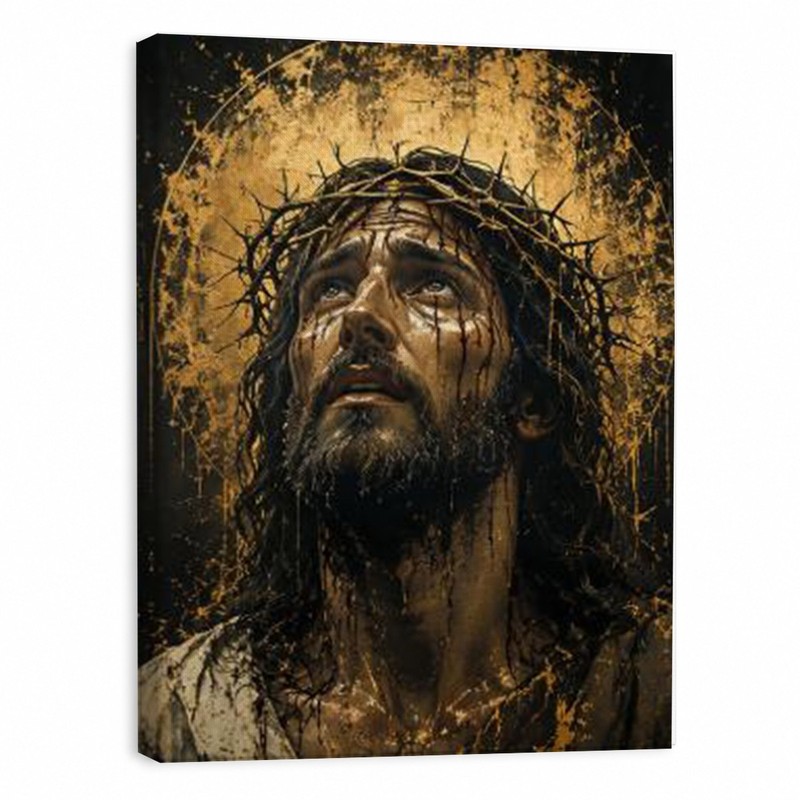 Jesus Crown of Thorns Canvas Wall Art, Passion of Christ Print, Christian