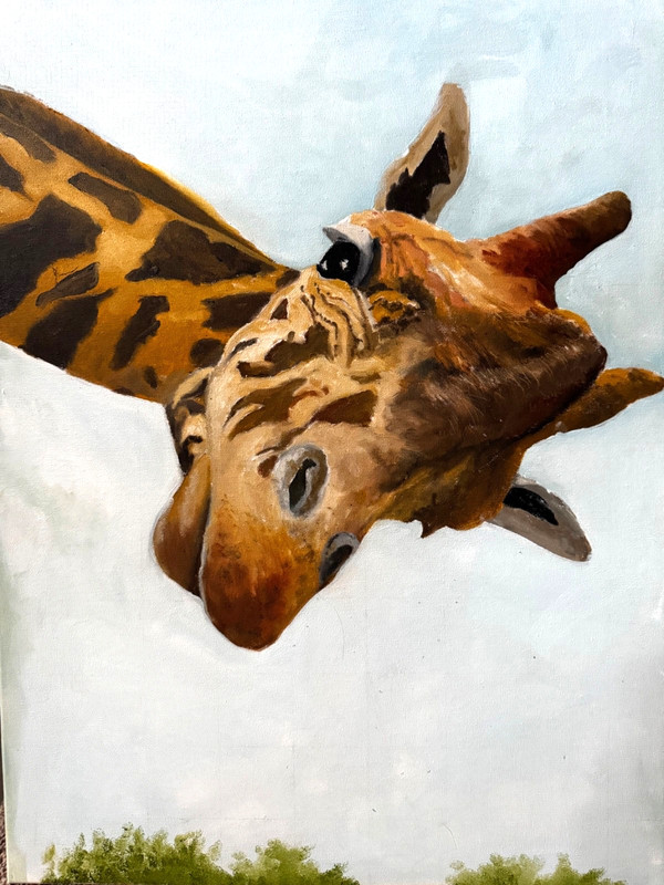 Painting, animals, giraffe on 18 x 24″ canvas by R.W.Weiss