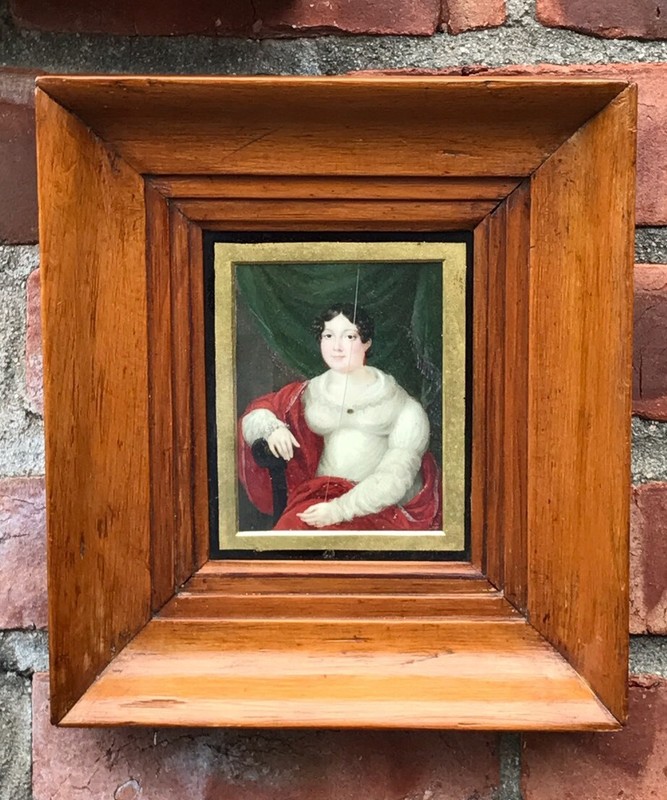 1818 English Miniature Portrait Of A Lady. Attributed Lorenzo Theweneti. Signed