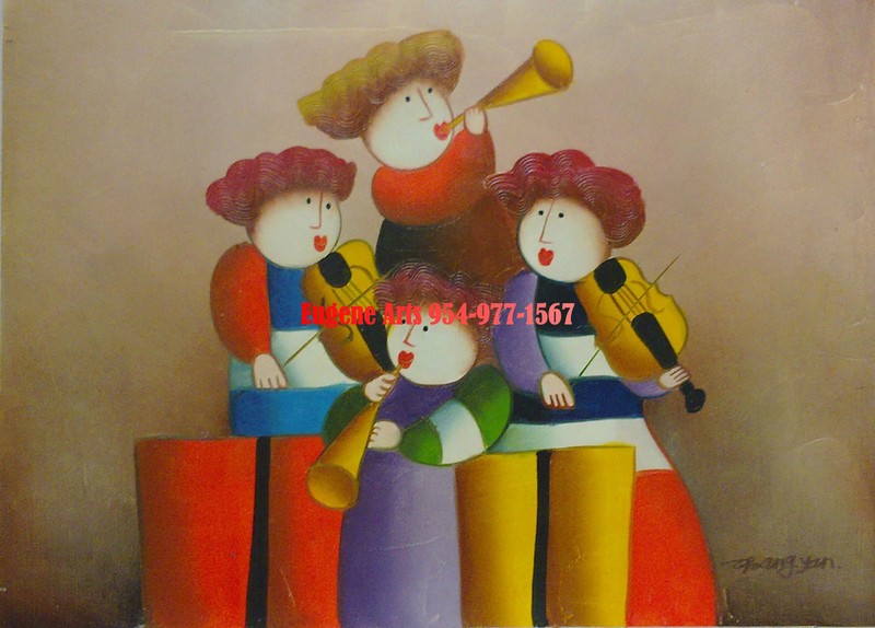 12×16″(31x41cm)100% hand painted oil flat , ,Boy/Child/Angel/Musican/Music