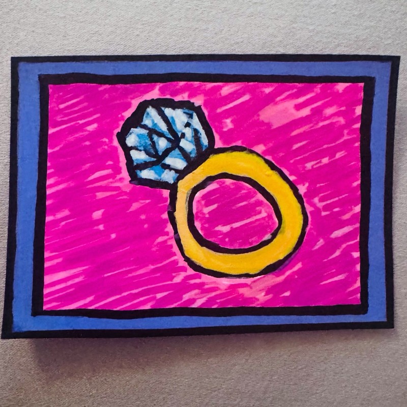 ACEO Original Art Card 2.5 x 3.5 Acrylic Painting Signed By Artist – Where Is He