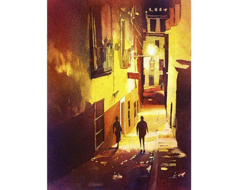 Guanajuato, Mexico watercolor painting. Fine art print of painting Guanajuato