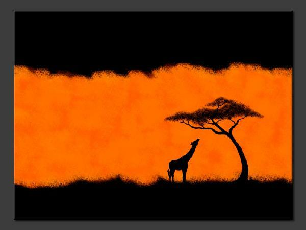 Oil Painting on Canvas Art – «African Sunset Savannah Giraffe» 100% HAND PAINTED