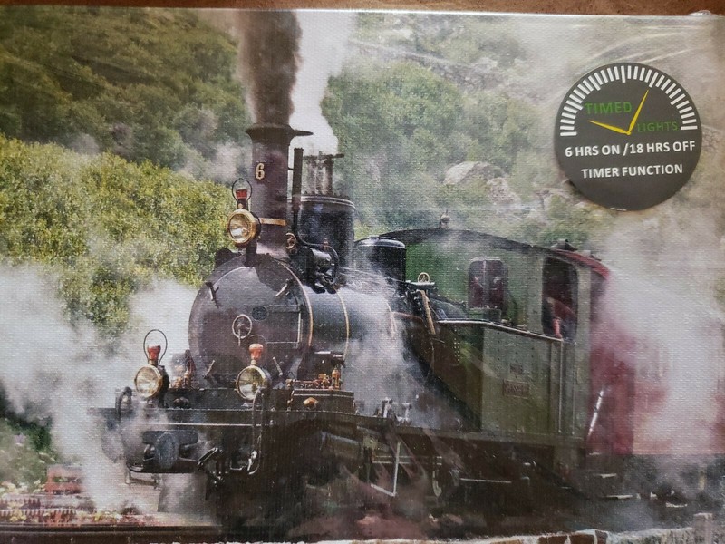 Beautiful LED Lighted Canvas Old Locomotive Trian 6 Hour Timer Great Gift gallery