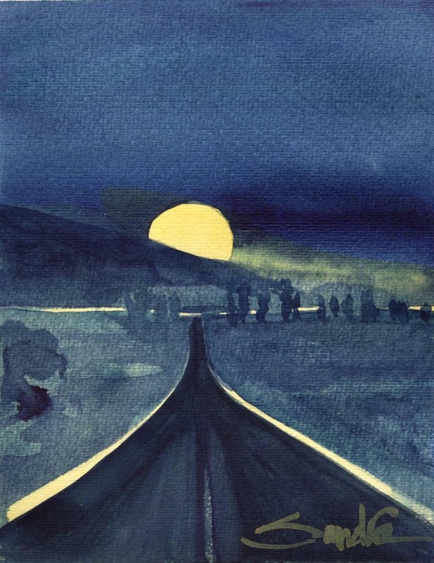 Into the Moon : SIGNED Art Print : Sandra Watercolors™ California