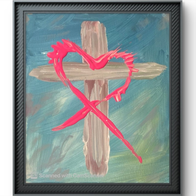 BLESSED#1226 Cross Christian 11x14 Original Canvas Abstract Art gallery