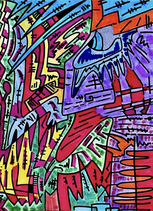 Modern Abstract Painting Graffiti Art Cubism AnimeCartoon Original Psychedelic