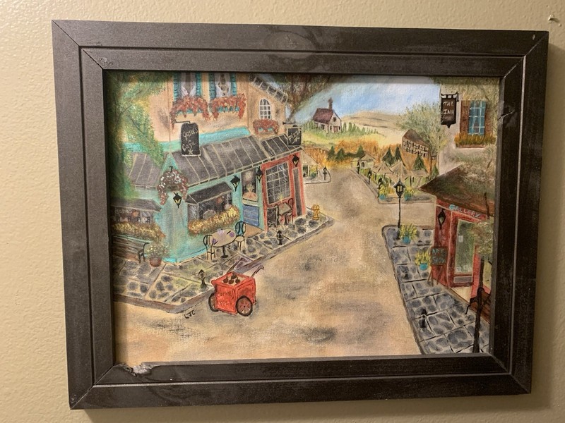 LC Creations Hand painted Mexican Street Original Acrylic Painting 16 X 12