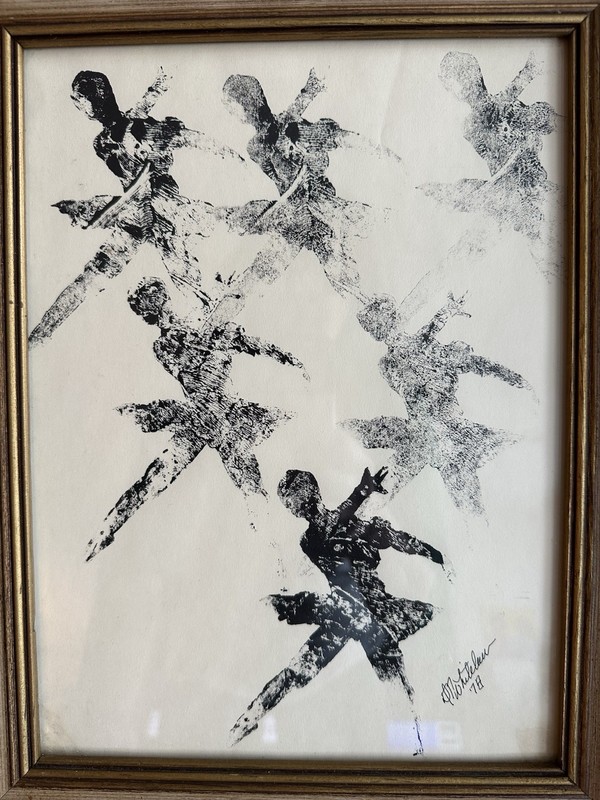 1978 Artist Signed Whitelaw Black & White Ink Painting Of Ballerina Framed gallery