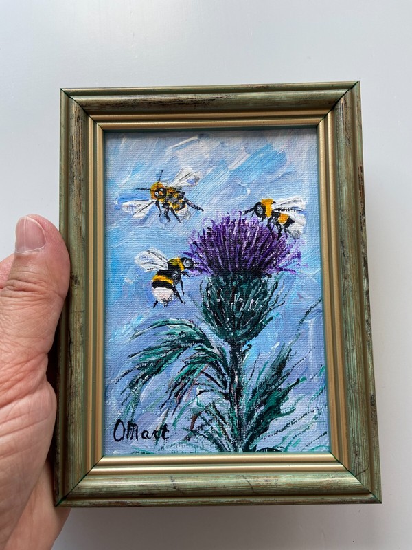 Original Painting Bumblebee Painting Honey Bee Impasto Oil Painting gallery