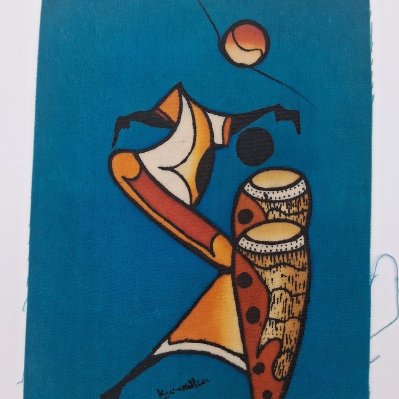 Original Signed Kiwanuka Beautiful African Batik Painting- "Cheza Densi" Framed gallery