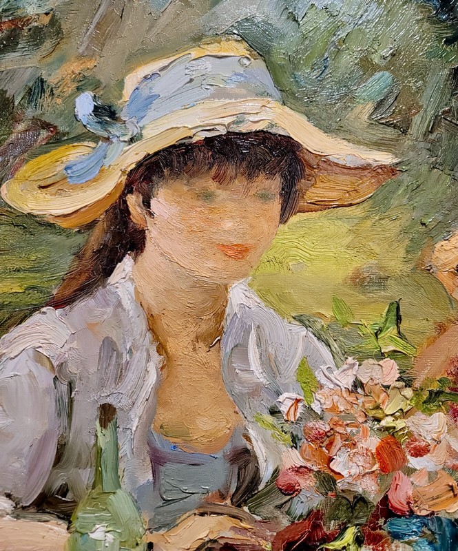 Marcel Dyf -Claudine having Lunch in the countryside-Oil painting gallery