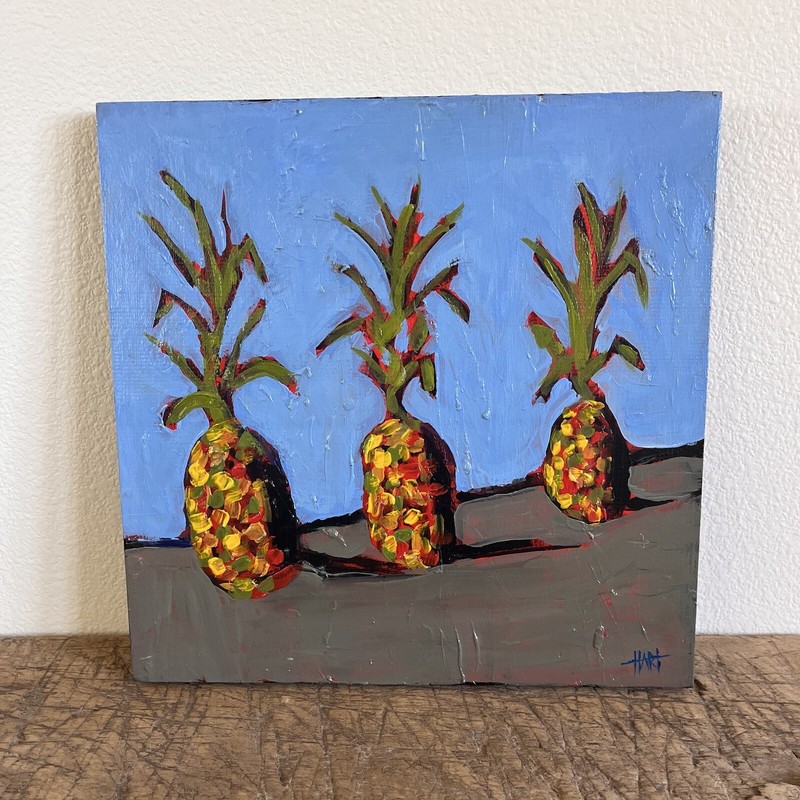 Pineapple Original Acrylic Painting on Wood Pop Art Brian Hart Tropical 12 X 12