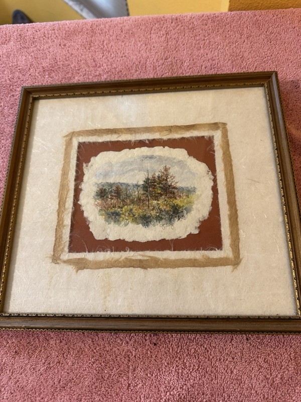 Miniature Watercolor Landscape Signed Painting 3.5x5 Framed w/Conservation Glass