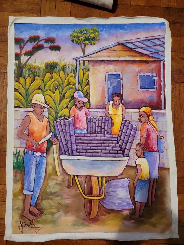 S. Mindes, Painting, HAITIAN ART, Still Life, 29×21 Island Life