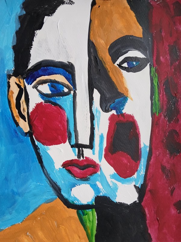 Abstract/Expressionism 11x14 Cubic Scream Face Signed Modern Street Art Painting gallery