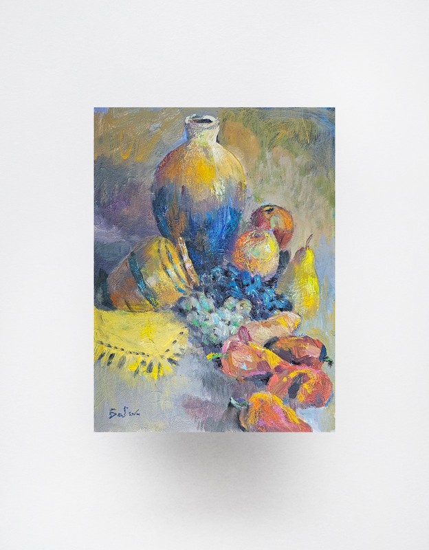 Oil painting Rural Ukrainian painter canvas Unframed Decor original still life