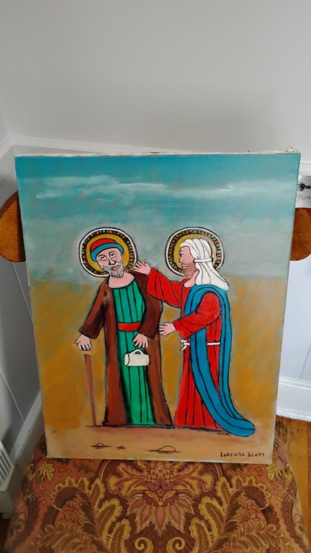 Original Lorenzo Scott oil painting titled «Jesus Heals the Blind».