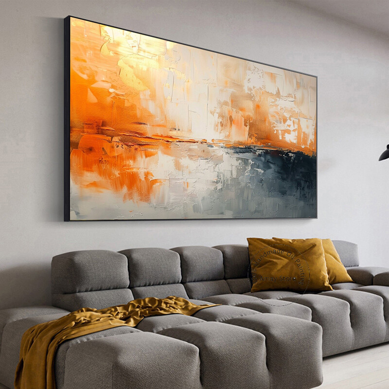 Sunset Glow Abstract Thick Oil Painting On Canvas Hand Painted Abstract Decor gallery