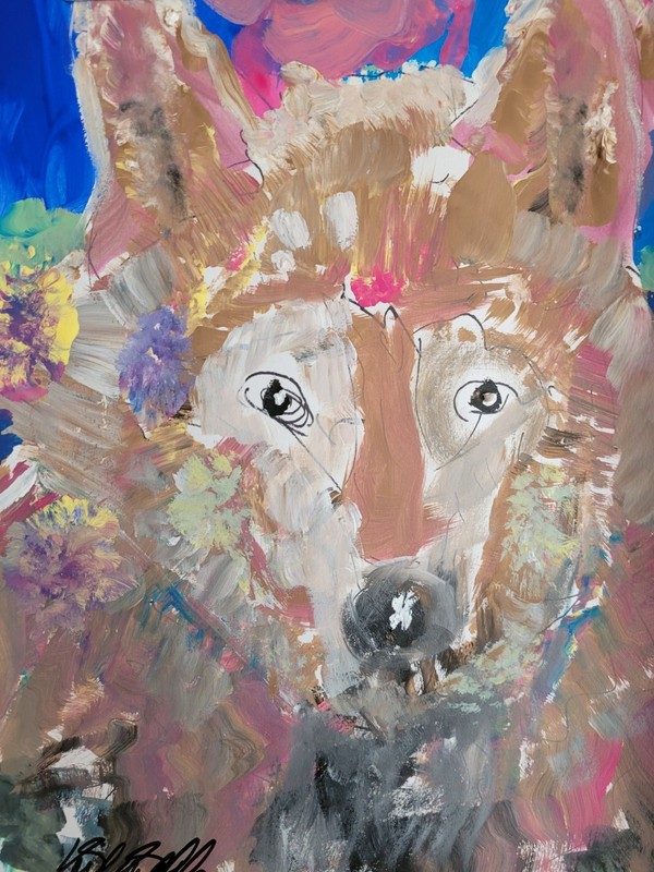 Colorful Neo Expressionist Original Wall Art, Wolf #3 gallery