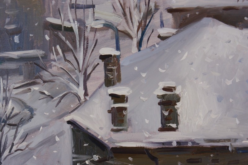 Original Oil painting on MDF board, "Snow Day", 30cmx 40cm, Signed gallery