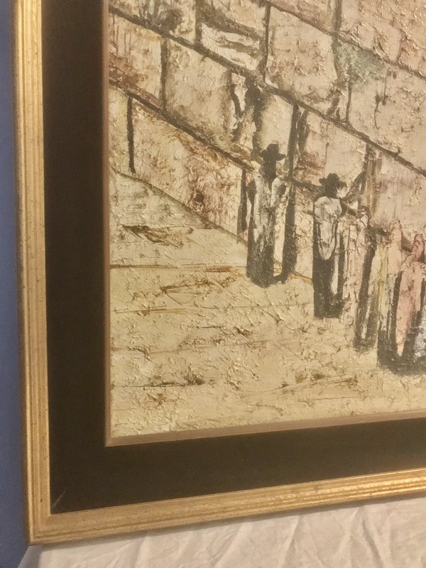 Andre Elbaz Signed Jewish Hebrew Western Wall Jerusalem Israel Oil Painting gallery