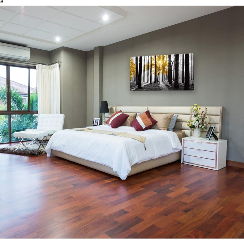 Modern Matte Finish Yellow Tree Canvas Wall Art - Perfect for Living Room