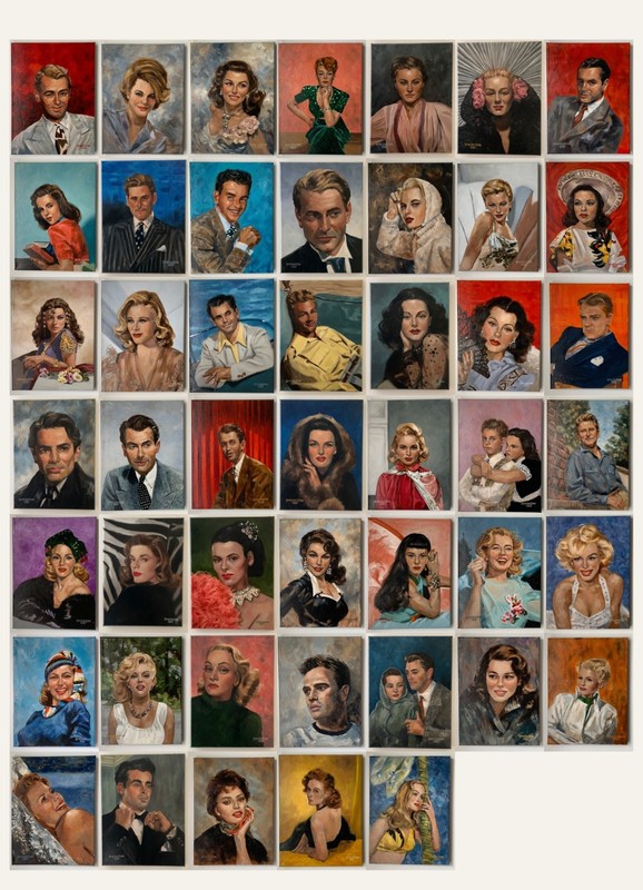47 Original Hollywood Portrait Oil Paintings Collection | Golden Age Movie Stars