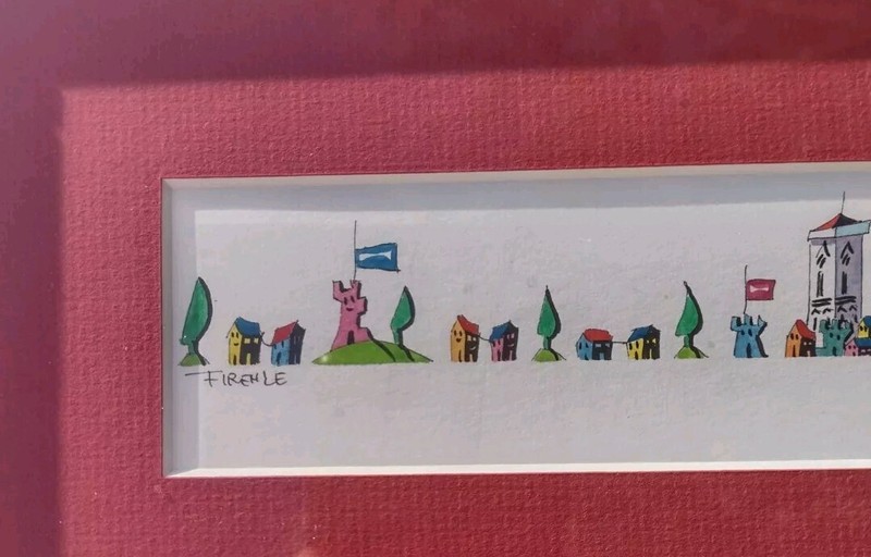 Whimsical Florence Italy Skyline Panoramic Art Framed Duomo Cathedral gallery