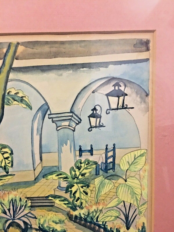 RARE Signed Original Watercolor by E.Toledo -H. Taxco Mexico - Framed #6/67 gallery