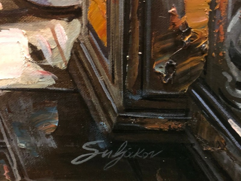 VADIK SULJAKOV ORIGINAL OIL ON CANVAS 2002 "RUE DE LUZEN 27x33" BEAUTIFUL WORK! gallery