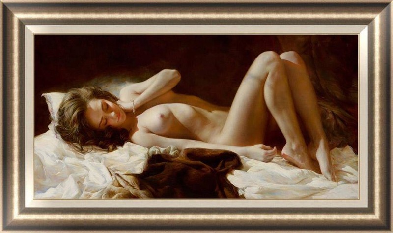 Hand-painted oil painting art female woman Nude on canvas 24″X40″