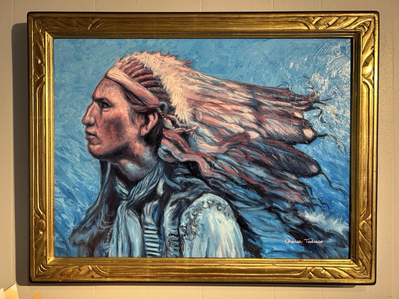Original Oil Painting Of Native American Lakota Chief