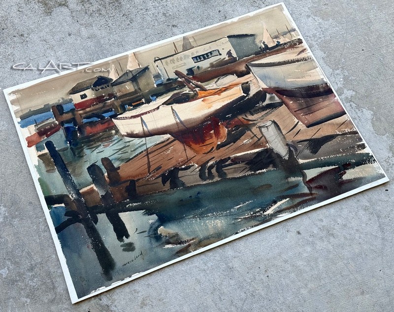 1950s Harbor Docks painting MAURICE LOGAN SOCIETY OF SIX CaLiFoRnia Regionalist gallery