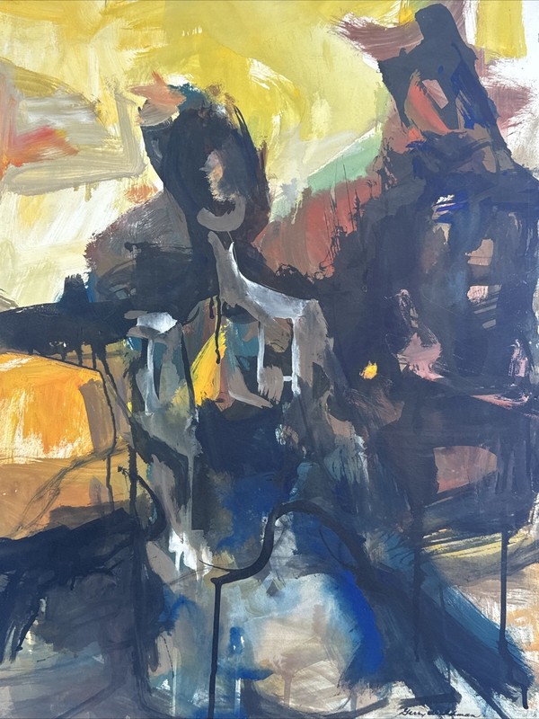 MID CENTURY PAINTING ABSTRACT EXPRESSIONISM MODERNISM VINTAGE 1950’S SIGNED