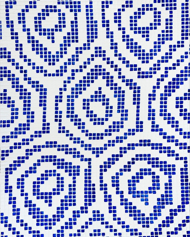 Mosaic art Blue white Geometric pattern Textured painting Minimalism Mediterran gallery