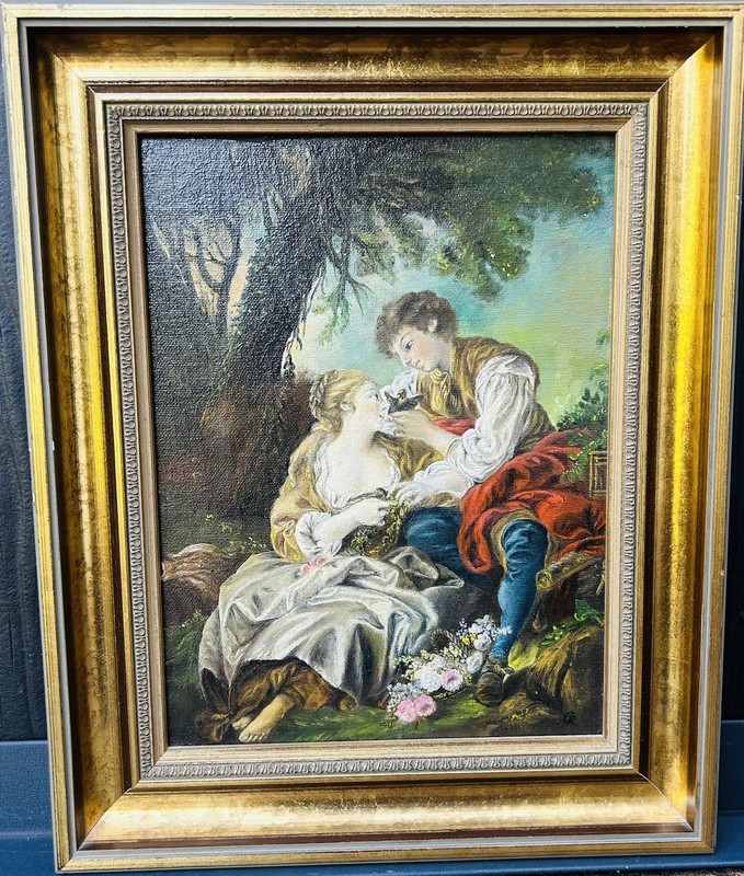 Monogram:»CR», copy «The Cage»La Cage» romance, Rococo, F. Boucher, France, circa 1965