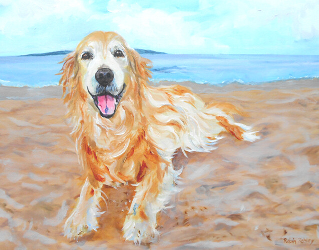Custom Pet Portrait, LARGE Oil Painting YOUR dog from YOUR Photos, Robin Zebley gallery