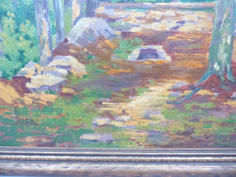 1900's Wooded Landscape Impressionist Arts & Crafts Oil Painting by S F Price gallery
