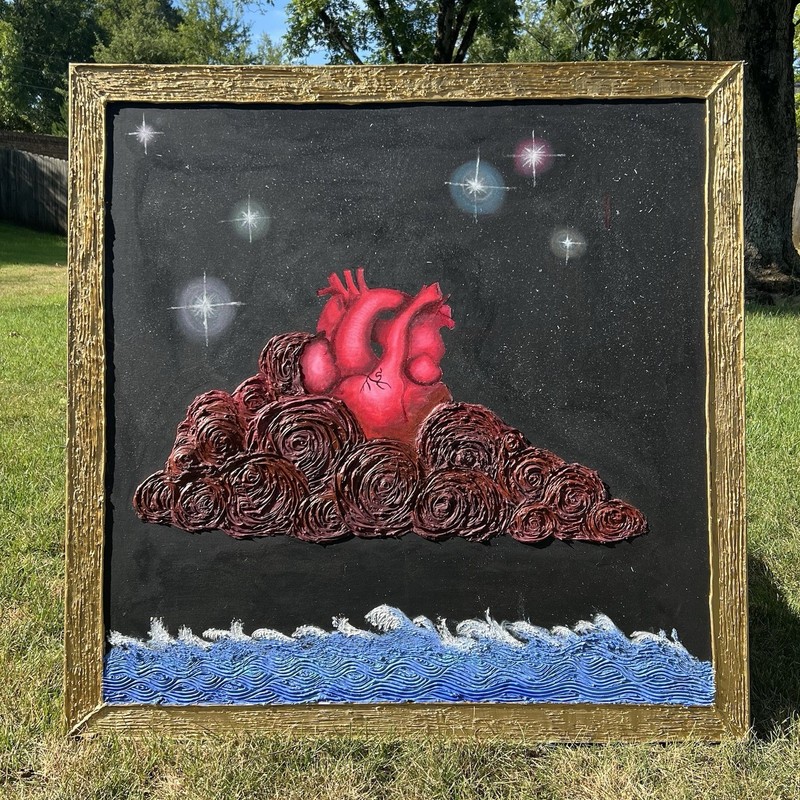 Swelling-Storm with No Rain 3D Original Painting. 48×48 In