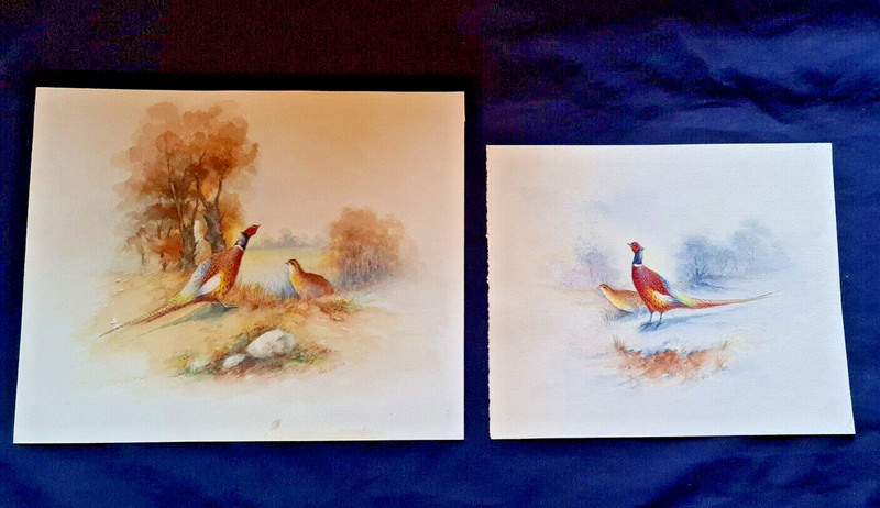 Two James Stinton (Worcester Porcelain Artist) Watercolours – signed Jas Stinton