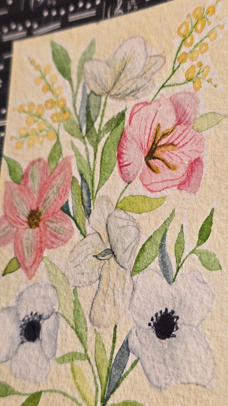 ACEO original art card Flower Bouquet, anemone, poppy, floral Sunspot Artistry gallery
