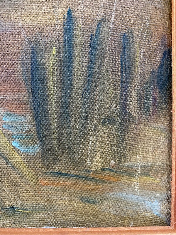 Vintage Plein Air Desert Lake Reflection Landscape Impressionist Study Painting gallery